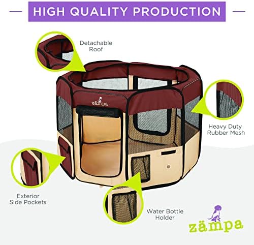 Zampa Puppy Playpen Extra Small 29 x29 x17 Playpen pop -up portátil para cães e gatos, dobrável | caneta de gatinho interno/externo