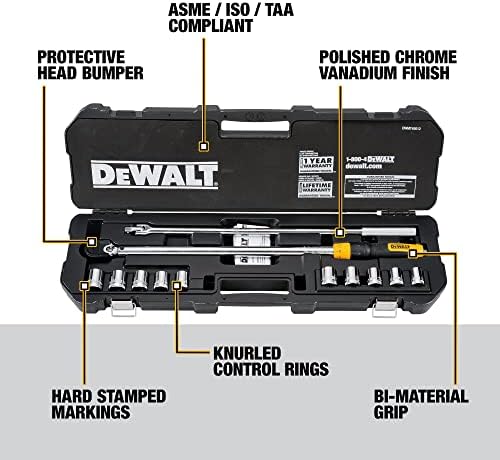 Conjunto de ferramentas de chave de torque de dewalt, kit de troca de pneus, 12 peças