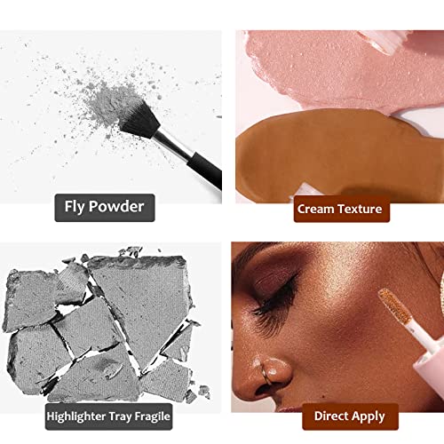 Rosarden líquido Highlighter Contour Stick, Creme Highlighter Contour Stick de cabeça dupla dobrável, iluminamento leve