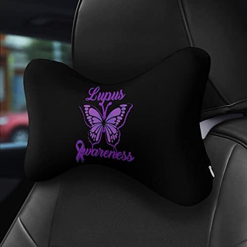 Butterfly Lúpus Consciência de fita travesseiro de pescoço de carros macio Coloque de pillow Pillow Rest Cushion Packrow 2 para dirigir viajando