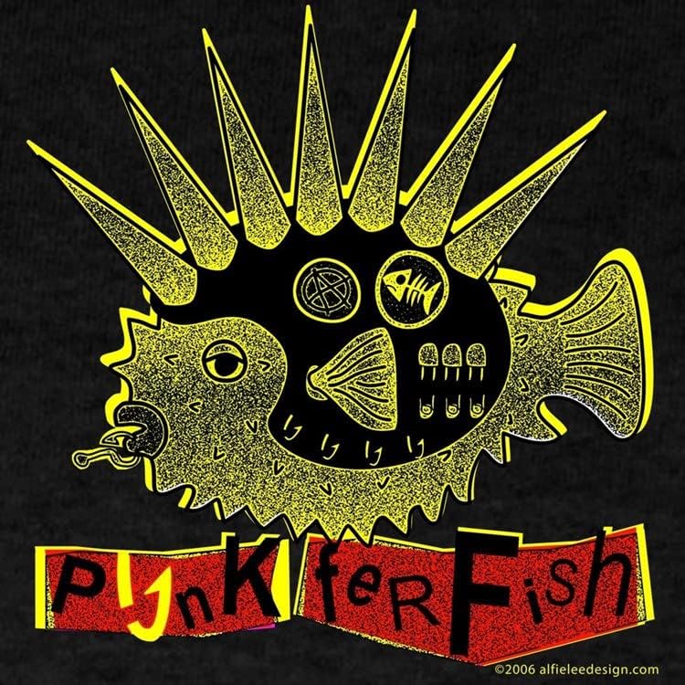 Cafepress Punk Fer Fish! Camisa de camisa preta camisa gráfica