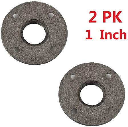 Finever 2pk 1 Decoração de tubo de flange de piso Ferro fundido de piso preto Tubos rosqueados encaixe industrial steampunk vintage