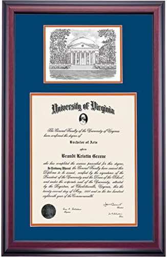 OCM Diplomadisplay Premier Frame para a Universidade da Virgínia Cavaliers | Certificados de diploma 22 x 17 | Marinha/tapete