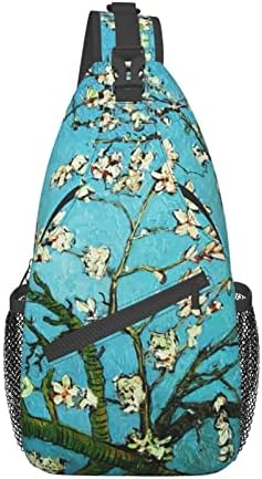 Mochila Sling Bloom Flowers Flowers Flowes Fuis Fomodbody ombro de ombro Van Gogh Chest Daypack para viagens de ginástica