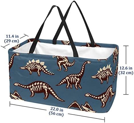 Dinosaurs de caricaturas de caricaturas reutilizáveis ​​Pattern Pattern portátil Folding Picnic Grocery Bags