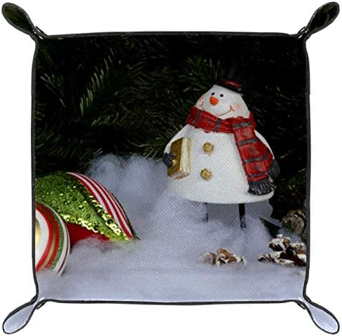Lyetny Christmas Snowman Pinecones Organizador Bandejas de armazenamento Caixa de cama Caddy bandeja de desktop alteração de carteira