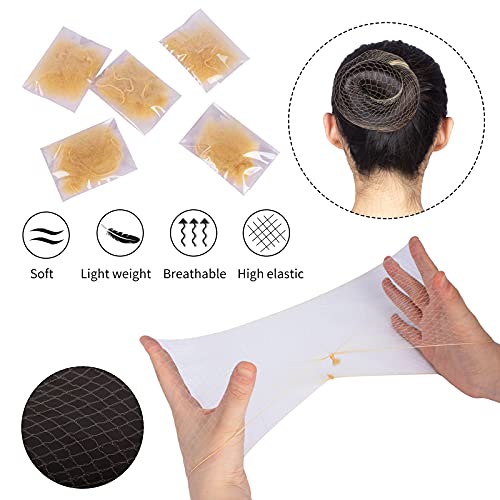 Redes de cabelo weken para pães invisíveis redes de cabelo elástico malha de borda para mulheres kit de acessórios para