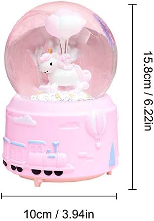 Aveki Unicorn Snow Globe for Kids, 3,94 polegadas de neve automática Caixa de música Caixa de música Luz para meninas Babies netas de aniversário de aniversário