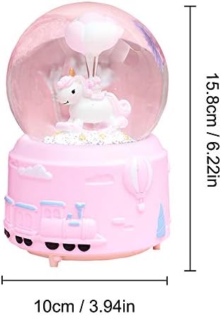 Aveki Unicorn Snow Globe for Kids, 3,94 polegadas de neve automática Caixa de música Caixa de música Luz para meninas