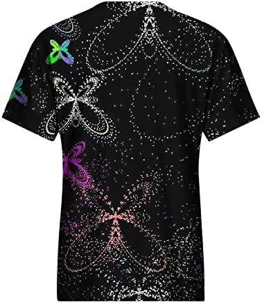Tops de verão para mulheres coloridas camisetas de impressão redonda pescoço de manga curta 2023 camisas de moda