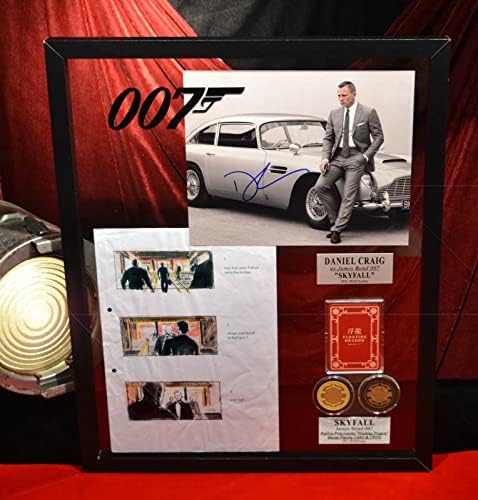 Daniel Craig assinou autógrafo, James Bond 007, Skyfall Color Storyboard, Produção de Acetato CEL, COA, emoldurado