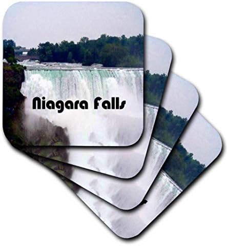 3drose Niagara Falls - A - Coasters macios, conjunto de 4