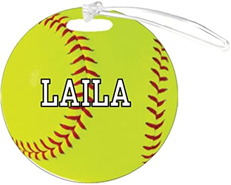 Softball Laila personalizável 4 polegadas reforçada Tag de bagagem de bagagem Adicione qualquer número ou qualquer nome de