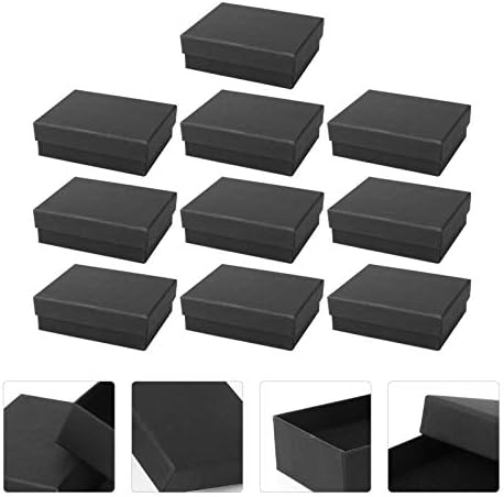 CABILOCK BLACK Organizer Bins 10pcs Jóias de jóias de papel Brincos de embalagem caixas de embalagem Caixa de presente