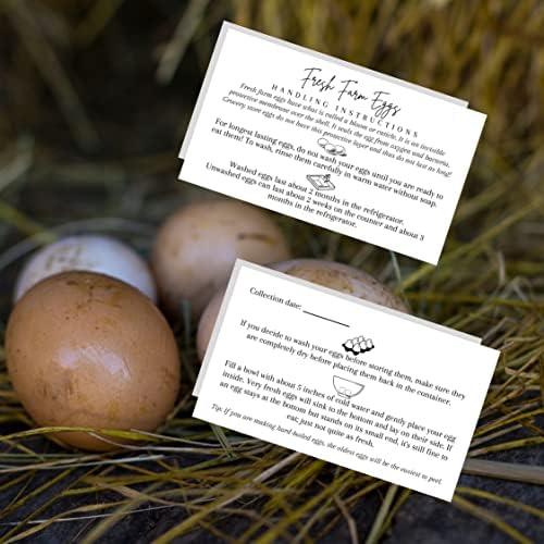 Instruções de manuseio de ovos de fazenda fresca | Cartão de visita de 2x3,5 polegadas impresso físico | Design branco e preto