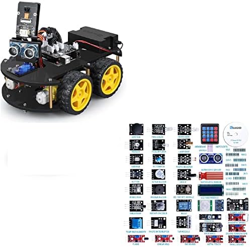 Elegoo Uno R3 Projeto Smart Robot Car Kit e elegoo atualizados 37 em 1 kit de módulos de sensor