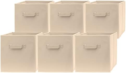 Pomatree 13x13x13 polegadas Cubos de armazenamento - 6 pacote - grandes caixas de armazenamento | Alças duplas | Cascas de cubo dobráveis ​​para casa, quarto de crianças, armário e organização de brinquedos | Bin Cubo de tecido