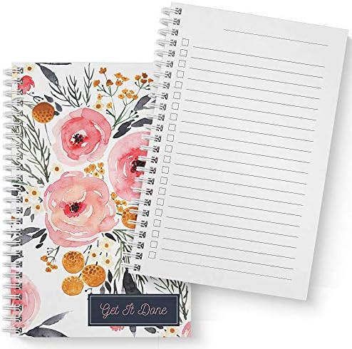 Floral da montanha: conjunto de notebooks em espiral de 2 pacote. Dois designs chiques com 120 colegas governados e papel de lista de verificação. Tamanhos de diário: 5,5 x 8,5