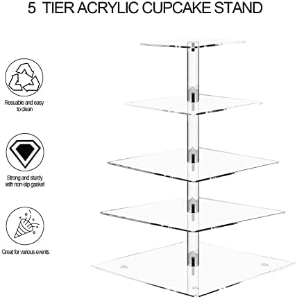 5 níveis de cupcakes com corda de LED para 64 cupcakes Sobersert Tower - quadrado