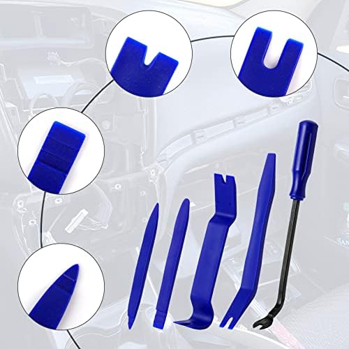 Livtee 5 PCS Kit de ferramentas de remoção de acabamentos automáticos, sem arranhão kit de ferramenta de plástico - Remoção de fixador de clipe do painel de porta interior Conjunto de fixador de fixador de áudio de áudio de áudio do veículo DASH DASH