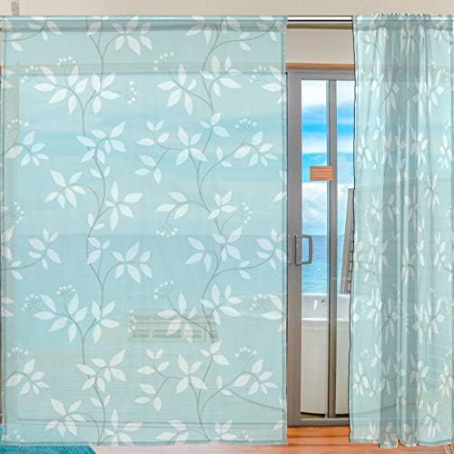 Top Carpenter Mint Folhas semi-pura cortinas de janela Voile Painéis Tratamento-55x78in Para quarto quarto quarto quarto, 2 peças