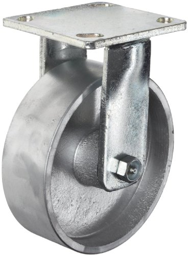 RWM Casters 65 Série Plate Caster, Rigid, Kingpinless, roda de ferro fundido, rolamento de rolos, capacidade de 1400 lbs, diâmetro