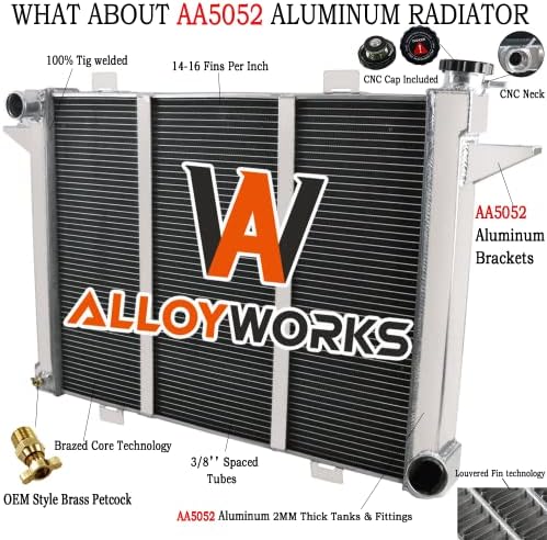 Radador de alumínio completo de aloyworks 3 linhas para 1991 1992 1993 Dodge D&W D250 D350 W250 W350 5.9L Cummins Pro