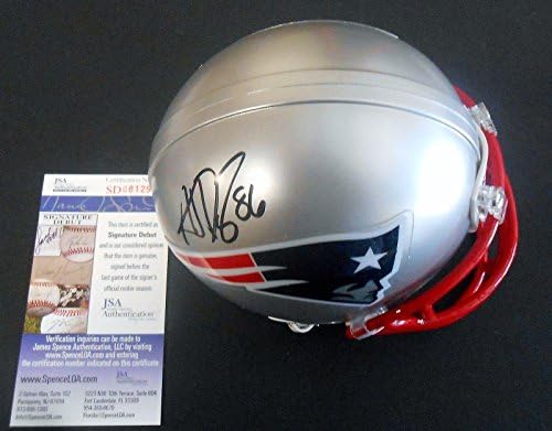 AJ Derby assinou o Mini Capacete Patriots com estreia de assinatura da JSA CoA - Mini Capacetes Autografados da NFL