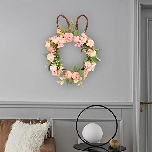 Sdfgh Páscoa Rabbit Wreath Walk Parede pendurada folhas artificiais decorativas Garland para a fazenda decoração de casa externa