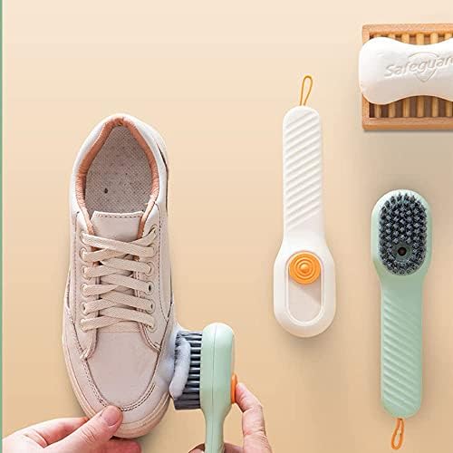 Escova de sapatos multifuncionais com caixa líquida, líquido Adicionando pincel de limpeza de pele macia, escova de limpeza