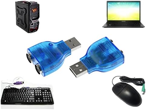 DGZZI USB para PS/2 Converter 2pcs azul USB masculino a duplo adaptador feminino PS2 para conector do mouse do teclado