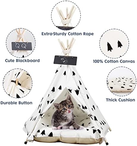 Tenda de estimação com almofada para cães e gatos filhotes de cachorros com a cama de tenda de animais de estimação, cama interna ao