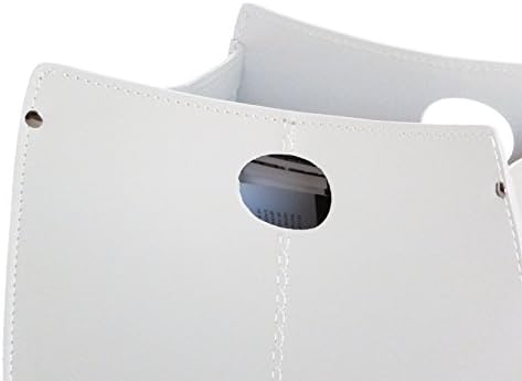Vanda: rack de revista em coloração branca de couro, suporte de revista, sacos de armazenamento, cesta de revistas feita
