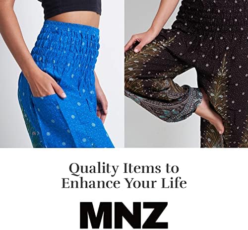 Mnz Bohemian Harem calças, calças de ioga de cintura alta com design de pavões, roupas de verão/harém para mulheres