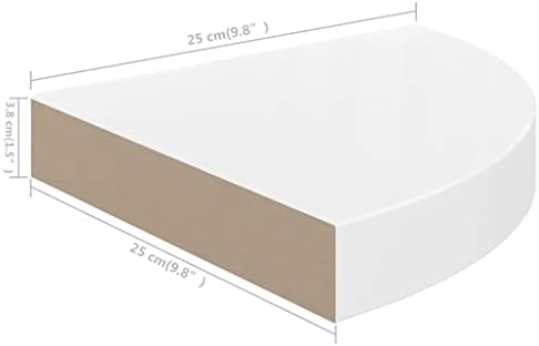 prateleiras de canto flutuante de vidaxl 2 pcs de alto brilho branco 9,8 x9.8 x1.5 mdf