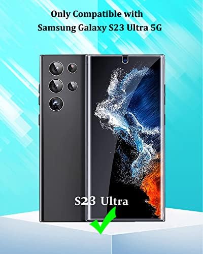 Kanosan para Galaxy S23 Protetor de tela de ultra privacidade com protetor de lente de câmera de liga de alumínio preto, filme de TPU flexível anti-espuma [suporte a impressão digital] para Samsung Galaxy S23 Ultra 5G