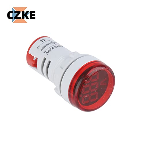 Kavju 2pcs mini voltímetro digital 22mm redondo de 12 a 500v de tensão Monitor do medidor de tensão Indicador de LED de energia 30x30mm