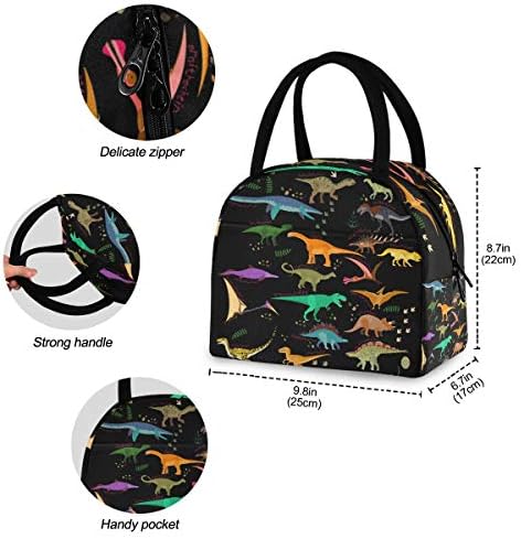 Mulheres de lancheira isoladas - dinossauros fofos grandes bolsas de almoço à prova de vazamentos com alças para viagens de trabalho