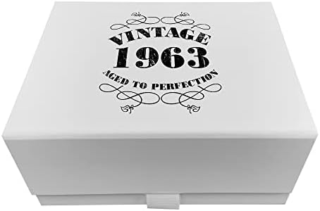 Caixas de presente com tampas - caixa de presente magnética - caixa de presente branca para presentes de aniversário de 60 anos em 5 tamanhos - vintage - pequena