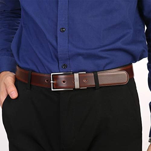 Beltox Fine Men's Dress Belt Leather Reversível Caixa de presente de fivela rotacionada de 1,25 largo