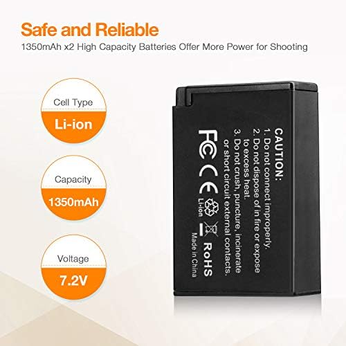 LP-E17 Bateria 2-pacote e carregador USB duplo para LP E17, RP, Rebel SL2, SL3, T6i, T6S, T7i, T8i, M3, M5, M6, 200d, 77d,