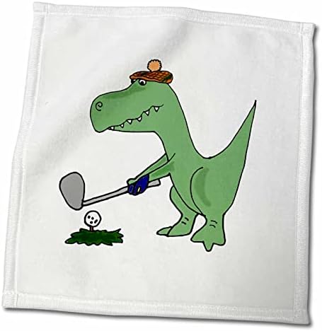 3d Rose engraçado Green Trex Dinosaur jogando golfe twl_203784_1 Toalha, 15 x 22, multicolor