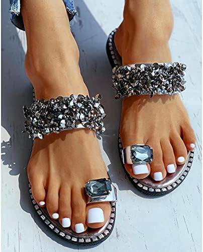 Para sandálias femininas, Slider Slips Slip Straps Selppers Fashion Crystal Summer Shoes Sliders On Shoes Sandálias
