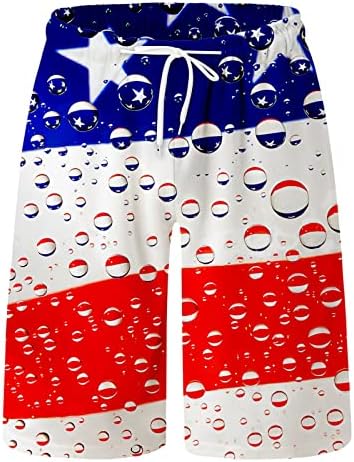 EUA 4 de julho Shorts Casual Casual Casual Patriótico American Flag Impresso Summer Summer Shorts com bolsos