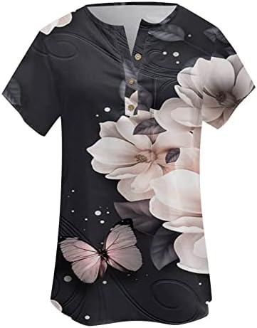 Blusa Women Summer Summer outono 2023 Roupas Trendy Manga curta botão para baixo