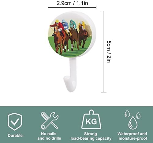 Desenhos animados de corridas de cavalos ganchos de plástico redondos reutilizáveis ​​ganchos de parede pendurados para banheiro
