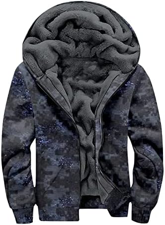 Haoreekz capuz para homens moda com zíper pesado com capuz casaco com capuz inverno impressão quente manga comprida suéter de algodão grosso