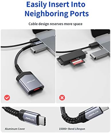 SD Card Reader, JSAUX USB C TO MICRO SD Memory Card Reader Adapter （5Gbps, 2TB Capacidade） USB tipo C Thunderbolt 3 Card Litor
