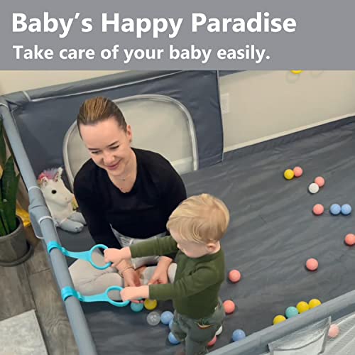 Playpen de bebê extra grande, canetas de reprodução embalável e portátil para bebês e crianças pequenas, pátios de bebê com bolas,