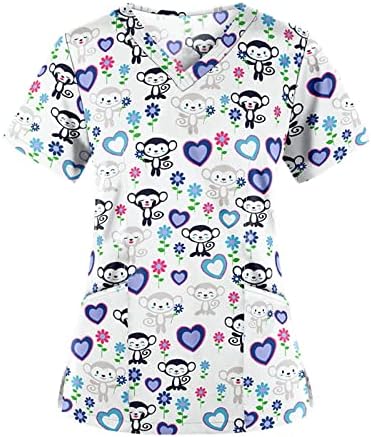 Adolescentes meninas v pescoço coração amor gráfico Escritório uniforme trajes de animais camisa superior para mulheres outono verão o6 o6